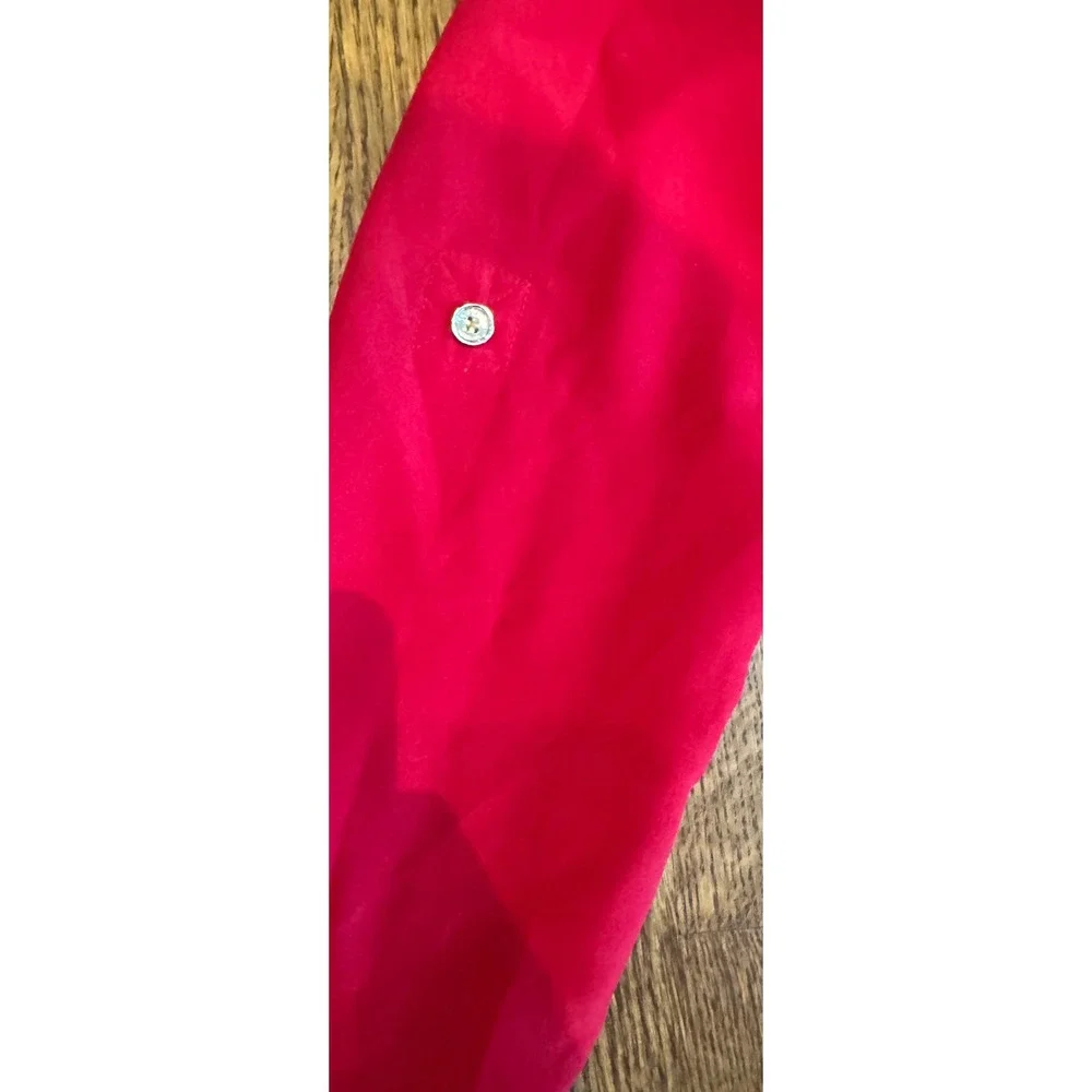 Michael Kors Women's Pleated Zip Front Roll Tab Red Blouse Size Medium